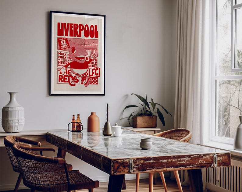 Liverpool Print, Football Art, Soccer Print, Sports Poster, Mighty Red ...
