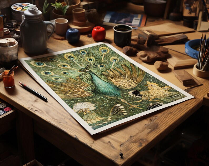 Peacock Vintage Poster, Vintage Art, Peacock Art Print, Retro Wall ...