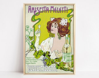 Anisetta Meletti Vintage Drink Poster, Vintage Wall Art, Art Decor, Trendy Prints for Beverage Connoisseurs Museum quality print