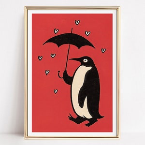 Póster vintage de amantes de los pingüinos de 1962, arte de pared vintage, decoración artística, impresiones de moda para entusiastas de los animales, impresión con calidad de museo
