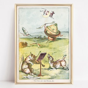 Hey Diddle Diddle 1867 Vintage Poster, Vintage Wall Art, Art Decor, Trendy Prints for Children&#39;s Rooms Museum quality print