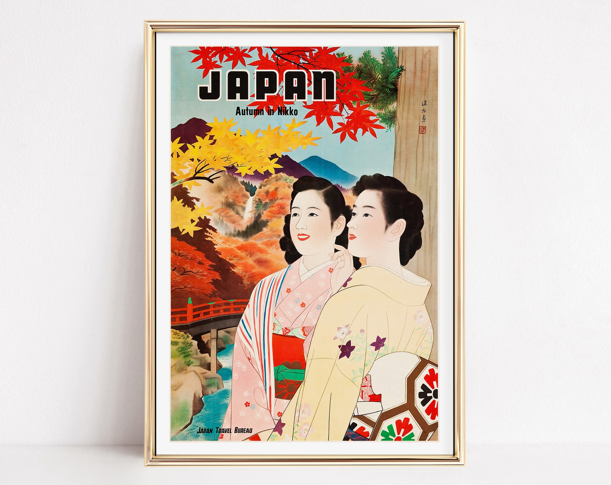 Land of the Rising Sun, Vintage Japan Travel Poster, Vintage Wall