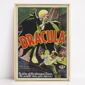 Dracula Vampire Movie Poster, Vintage Wall Art, Art Decor, Trendy Prints for Horror Fans,Museum quality print