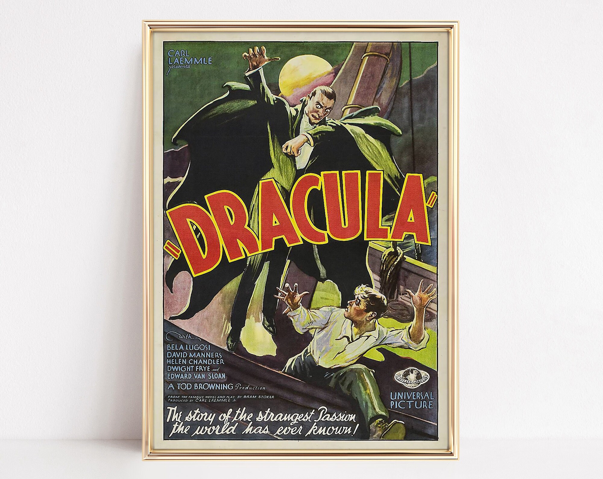 Dracula Vampire Movie Poster, Vintage Wall Art, Art Decor, Trendy Prints for Horror Fans,Museum quality print