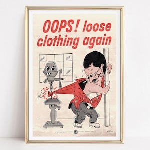 Arbeitsplatz Sicherheit Poster 1950er Jahre, Vintage Wand Kunst, Kunst Dekor, Trendige Drucke für Industrielle Vorsichtsmassnahmen, Druck in Museumsqualität