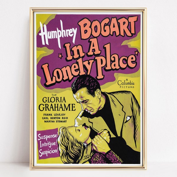In a Lonely Place Movie Poster, Vintage Wall Art, Art Decor, Trendy Prints for Film Noir Aficionados,Museum quality print
