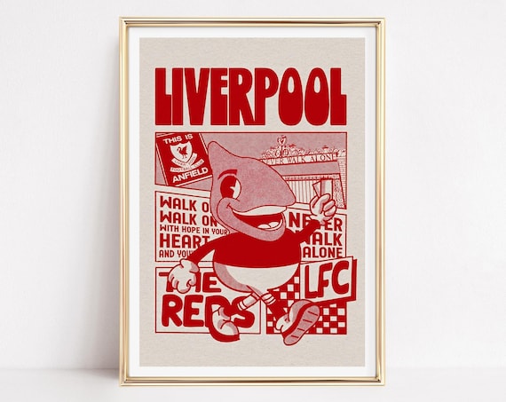 Liverpool Print, Football Art, Soccer Print, Sports Poster, Mighty Red, Team Mascot, Wall Art, Fan Decor