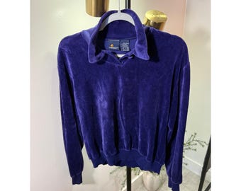 Lizsport velour pullover 90s loungewear luxe LG indigo extra soft warm cozy yum