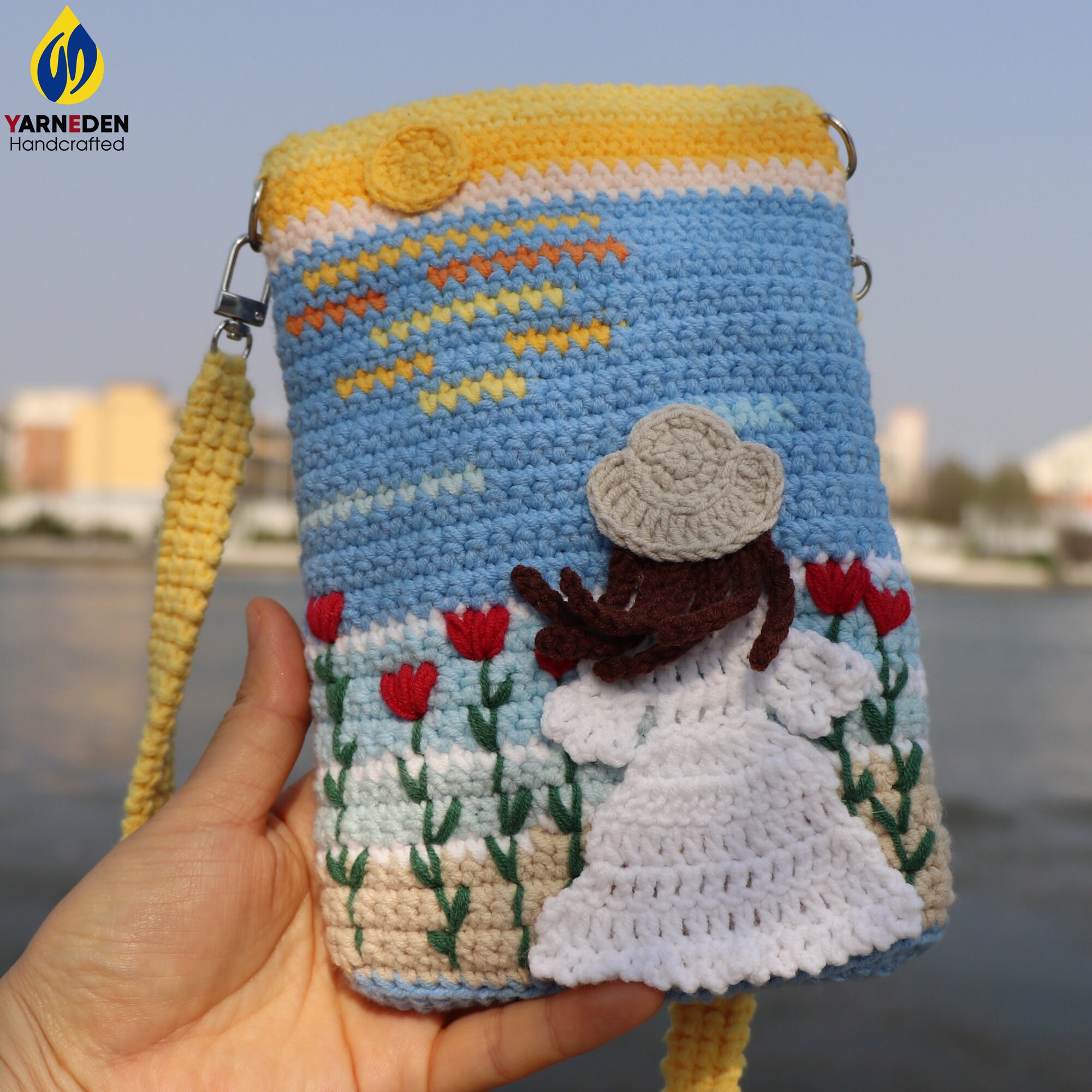 Meyaus Women's Mini Crochet Crossbody Bag - Cotton Handwoven Drawstring Purse For Summer & Beach