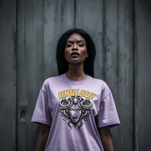 Medusa Graphic Tee, Female Gaze Mythological Creature Shirt, Bold Statement T-Shirt, Gift for Her Unisex Garment-Dyed T-shirt