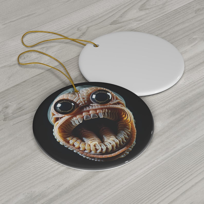 Tapeworm Face Horror Ceramic Christmas Ornament Etsy