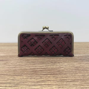 Handmade Leather Sewing Organizer: Scissors needle thimble case, Red