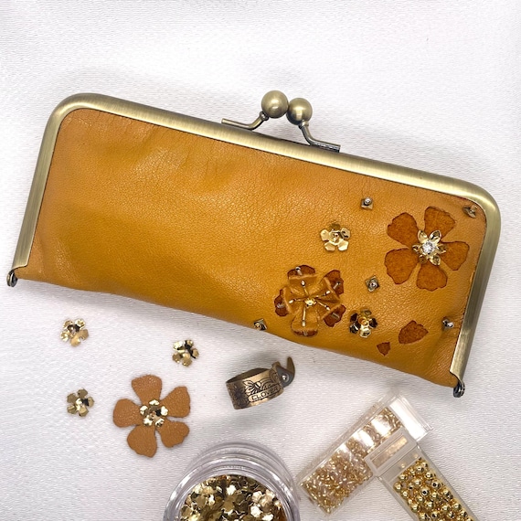 Leather Sewing Tool Organiser Frame Purse, Clasp, Scissors Holder, Made in Japan
