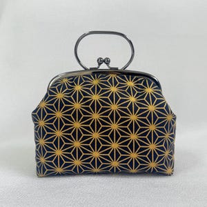 Handmade Japanese Motifs Frame Purse, Sewing Tool Organiser,"ASANOHA", Made in Japan