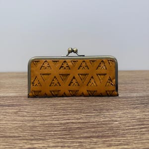 Handmade Leather Sewing Organizer: Scissors needle thimble case, Mustard