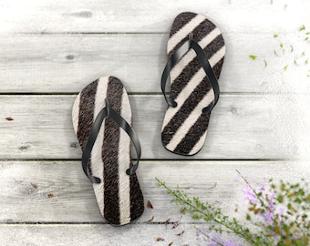 Zebra Pattern Flip Flops,Zebra Design Flip Flops,Gift Flip Flops for Lover