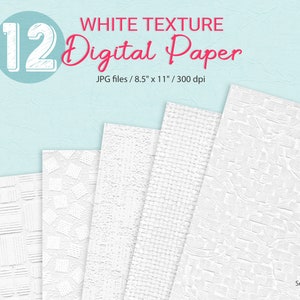 White Texture Digital Paper | Rustic Tileable Paper Backgrounds | High-Quality Printable Download 8.5 x 11&quot; | Free Commercial Use