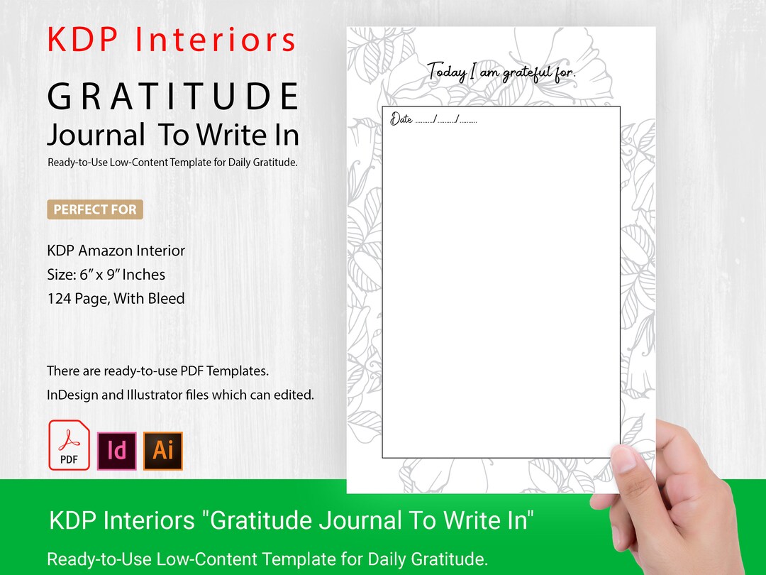 KDP Interiors Templates | Gratitude Journal to Write in | 6x9 Inches ...