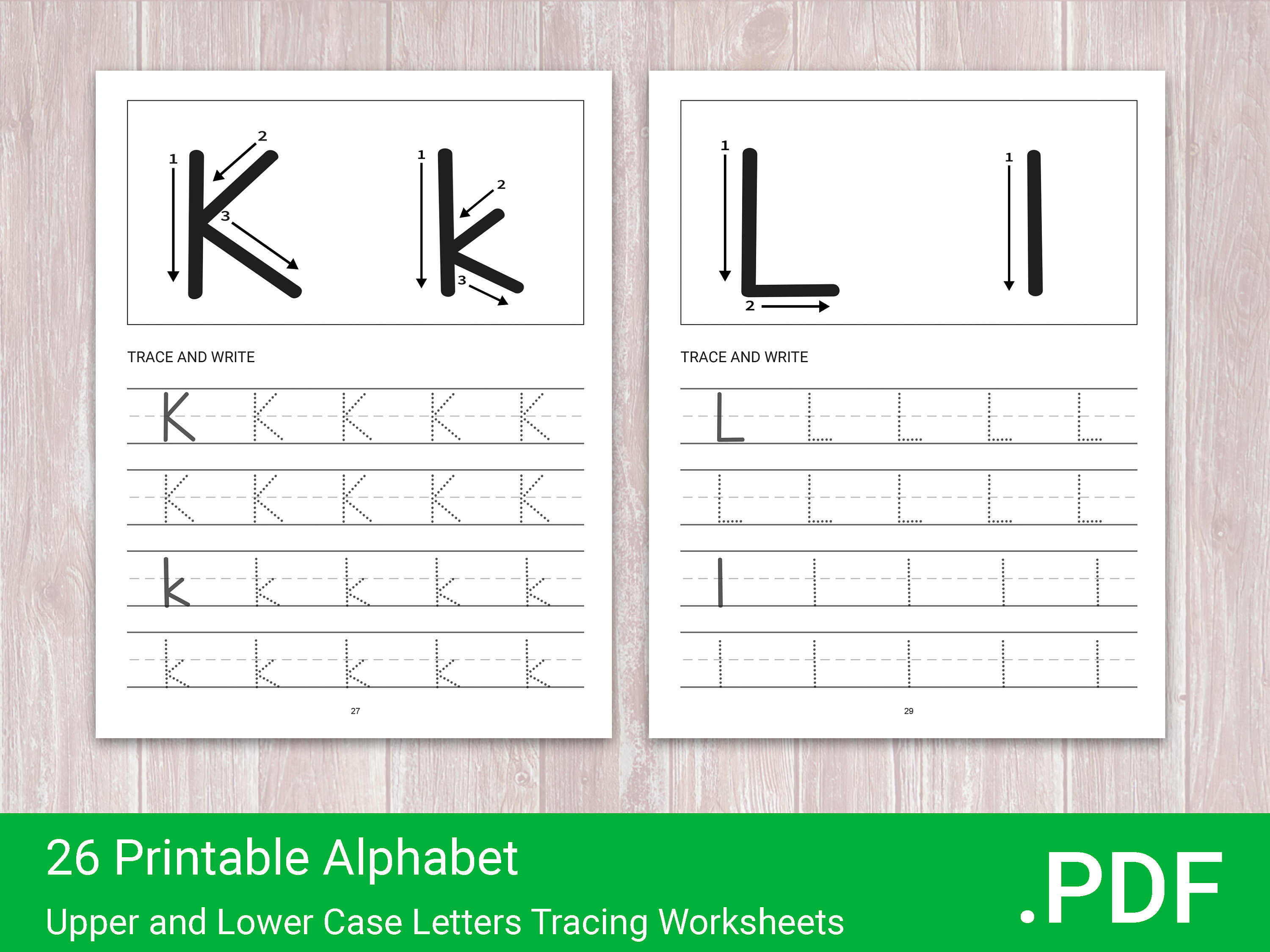 26 Printable Alphabet Upper and Lower Case | Letters Tracing Worksheets ...