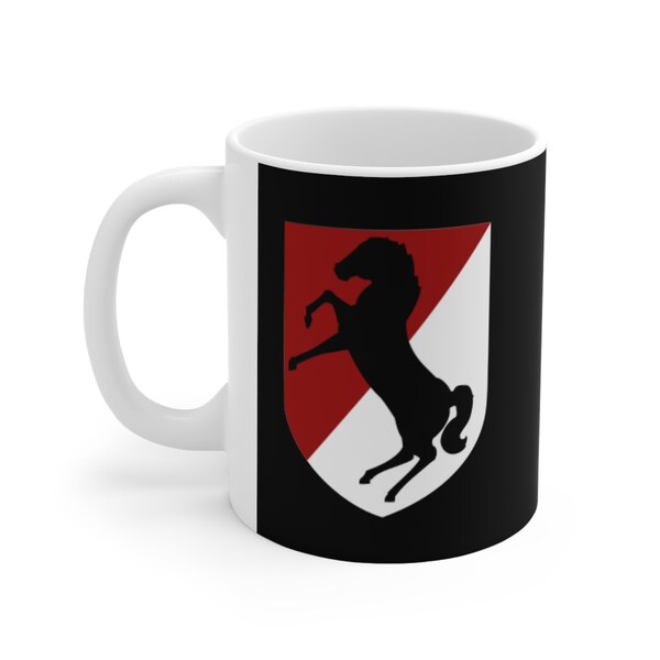 11th Armored Cav Ceramic Mug scout first in last out Allons Lets go Black Horse US military Army Veteran cup Fort Irwin Coffee birthday gift