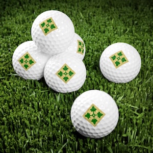 4th Infantry Division Golf Balls, 6pcs golf gifts men PGA Retirement military gear personalized retired soldier Veteran father day Christmas