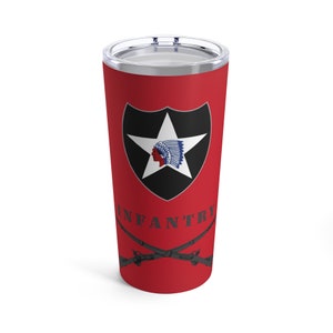 2nd infantry division Tumbler 20oz US army drink cup Crossed rifles Veteran gift coffee fathers day Christmas personalized cup designs