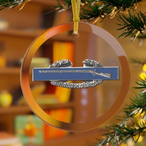 Combat Infantrymen badge Glass Ornament CIB us army military Christmas custom gift for him stocking stuffer veteran stockings holiday