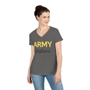 Proud army girlfriend V-Neck T-Shirt Army military deployment gift for her i love my us army gift for soldiers  shirt proud homecoming army
