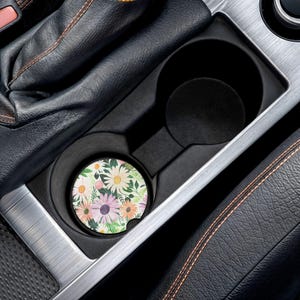 Floral Soapstone Car Coaster, Cute Car Accessory, Gift for Car Lovers, Autum Decor, Cute Floral Coaster, Eco-Friendly Car Gift
