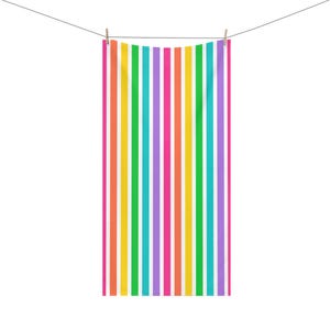 Serviette en coton et vison à rayures colorées, serviette de plage, accessoire de bord de piscine, cadeau d&#39;été, serviette arc-en-ciel