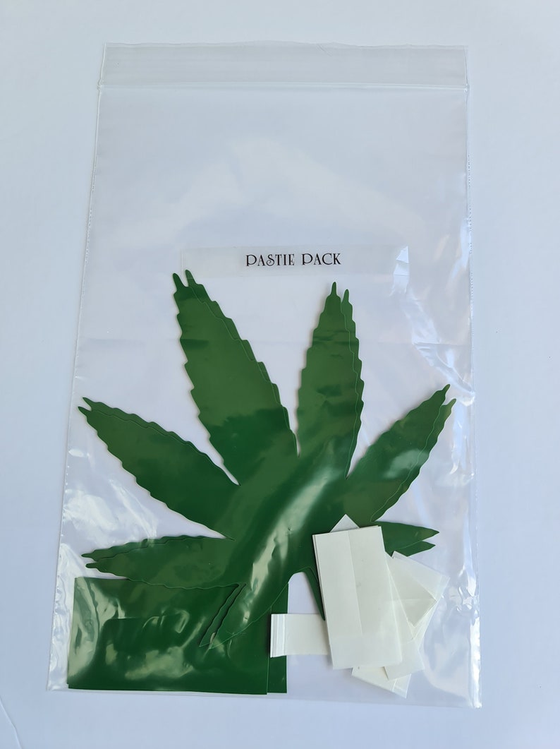 Green Vinyl Cannabis Leaf Pastie Pack