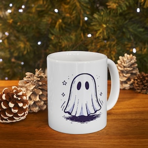 Ceramic Mug, cute halloween ghost coffee mug. Spooky design, Halloween gift, Funny ghost mug, Halloween decor, Gift for coffee lovers, Fall
