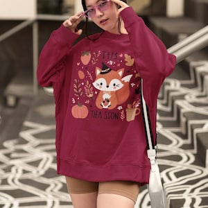 Fox Fall Crewneck Sweatshirt, Cute Animal Autumn Sweatshirt, Unisex Sweatshirt, Cozy Fox Jumper, Fall Fashion Pullover, Cute fall gift,