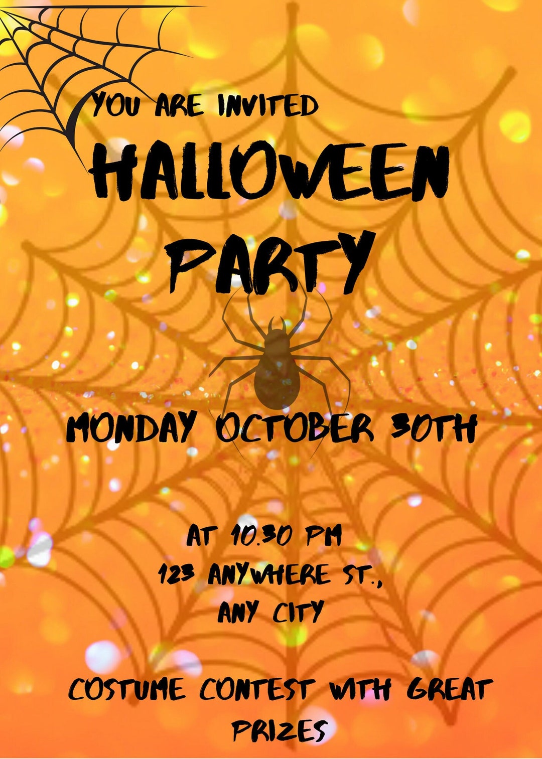 Editable Halloween Invitation Digital Halloween Party Etsy