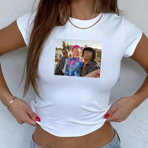 Custom Photo Baby Tee, Personalized Picture Baby Tee, Custom Short Sleeve Shirt, Unique Gift with Your Image or Design, Cozy Crop Top Gift
