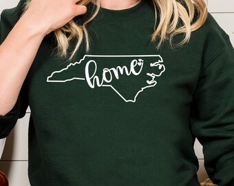 North Carolina Home State Sweatshirt: NC Map Unisex Gift