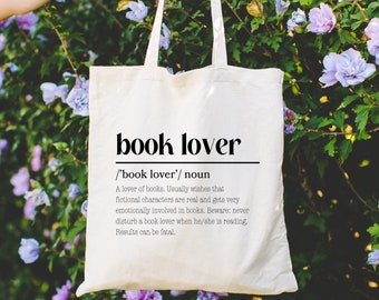 Book Lover Tote Bag, Aesthetic Tote for Bookworm, Cotton Book Bag, Gift for Book Lover, Cute Gift for Teachers, Reusable Bag, Funny Reading