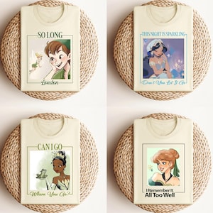 Disney Princess Shirt Elsa Anna Jasmine Tiana Cinderella Peter Pan Tinker Bell Graphic Tee Cute Fairytale Tee Magical Character Gift 画像 1