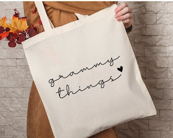 Grammy Things Cotton Canvas Tote Bag, Gift for Grandma