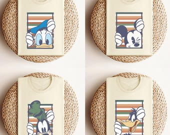 Disney Mickey Mouse Donald Duck Goofy Pluto Daisy Duck Daffy Duck Shirt Retro Cartoon Character Tee Gift for Kids Classic Vintage Shirt