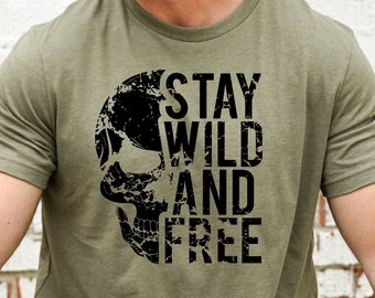 Stay Wild and Free Skull T-Shirt: Brave Moon Child Tee