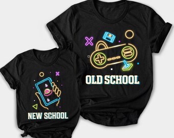 Matching Father & Son Gaming T-Shirts: Old School New School Outfit