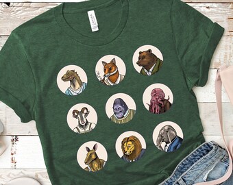 Retro Animal Portraits Sweatshirt: Vintage Wildlife Graphic Shirt