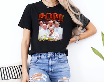 Camiseta gráfica del Papa Francisco: estilo retro católico, ropa del Vaticano