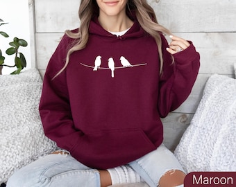 Birds On Wire V-Neck Shirt: Nature Lover Gift