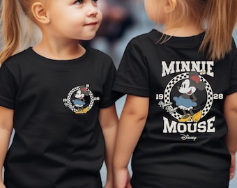 Vintage Minnie Mouse Shirt, 1928 Retro Disney Sweatshirt for Girls, Cute Cartoon Character Top, Classic Minnie Graphic Outfit