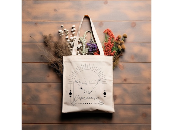 Capricorn Zodiac Tote Bag: Astrology Gift, Zippered Canvas Tote