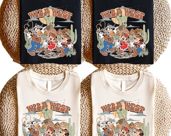 Wild West Disney Cowboy T-shirt, Mickey Donald Goofy Western Vibes Sweatshirt, Family Vacation 2025 Outfit, Disneyland Trip Group Outfit