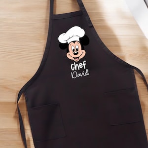 Personalized Mickey Mouse Chef Apron, Custom Apron with Name, Disney Cooking Gift for Dad, Personalized Disney Mickey Wear