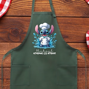 Experiment 626 Approved Apron, Personalized Stitch Apron, Disney Apron And Hat, Chef Apron And Hat, Cooking Apron, Stitch Chef Apron